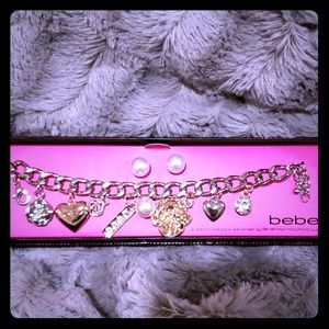❤NWOT Bebe Charm Braclet W/ Earrings